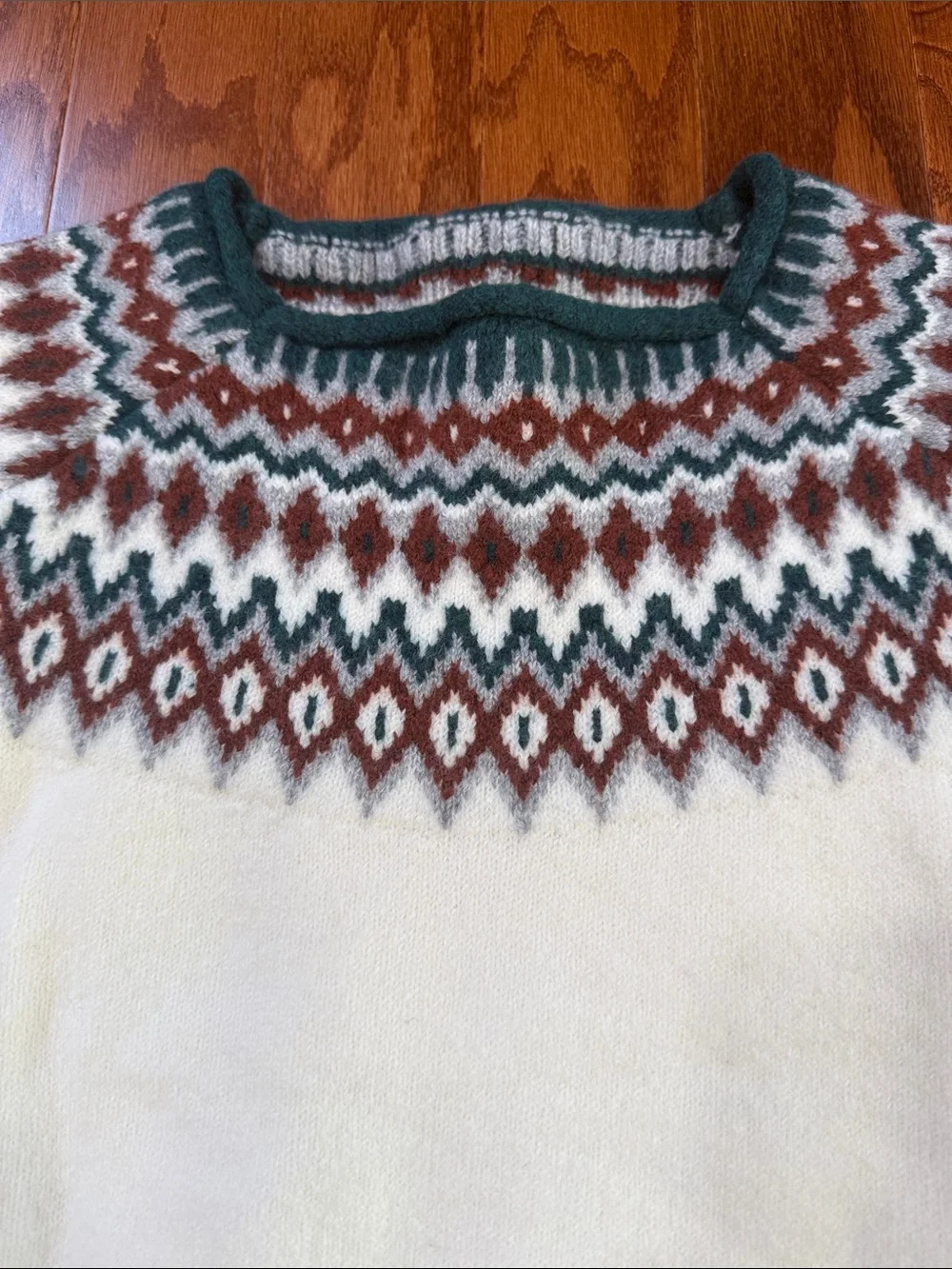 NWT Heritage Fair Isle Sweater | Ivory Green Rust Nordic Winter Knit - Picture 5 of 11